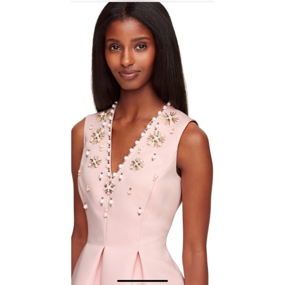 Kate Spade Embellished Pink V neck structure dress - Picture 2 of 8